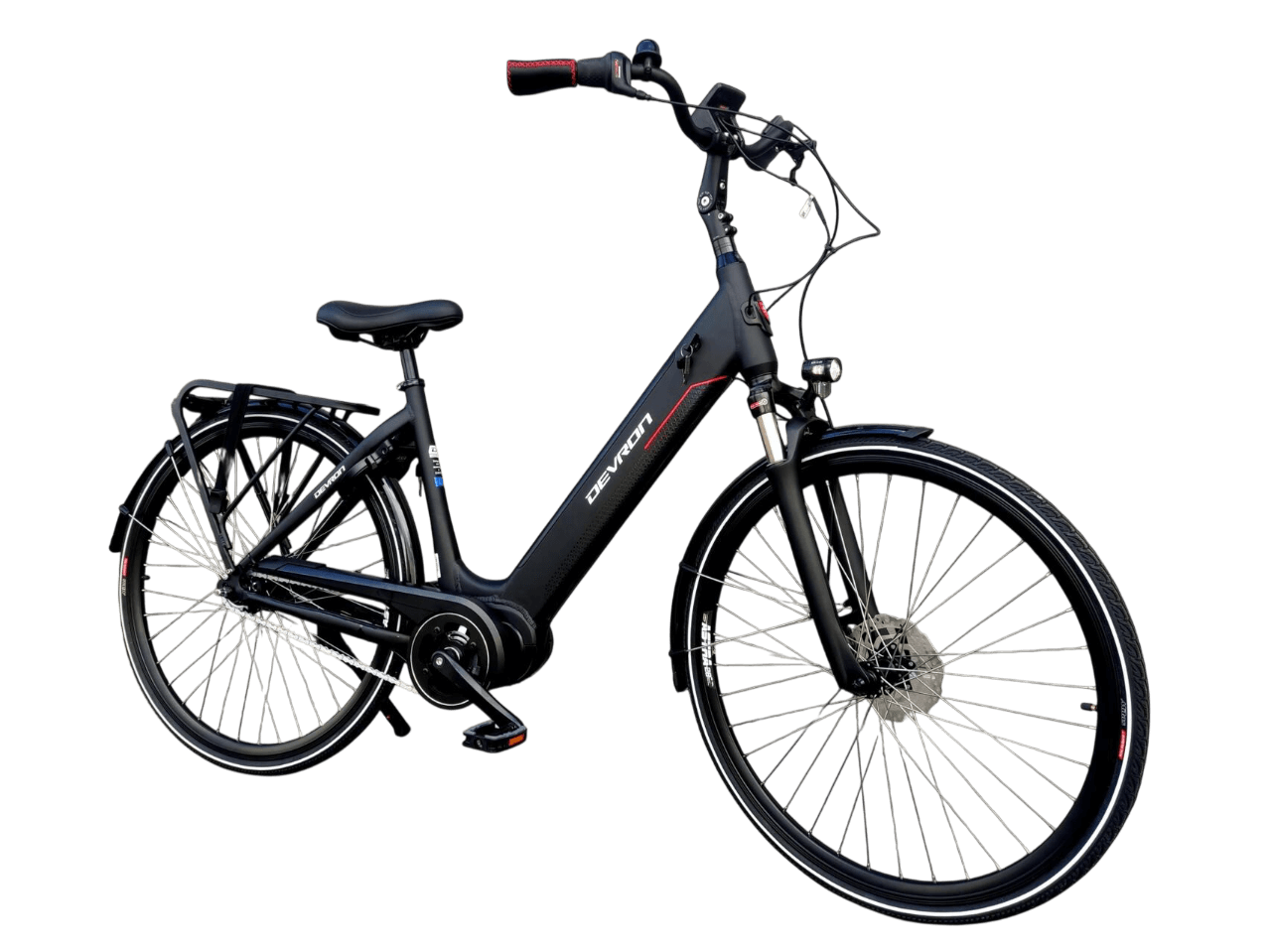 Devron 28426 City e-bike lage instap 80NM Middenmotor Zwart (XL)