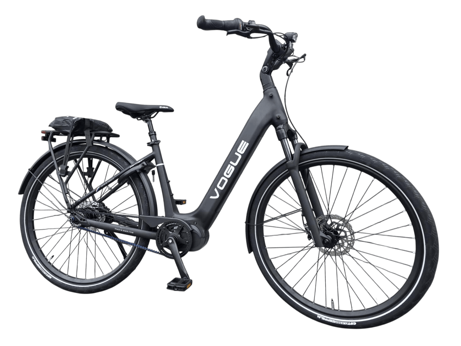 Vogue Pantheon Zwart N7 80NM middenmotor + riemaandrijving elektrische damesfiets Model: 2026