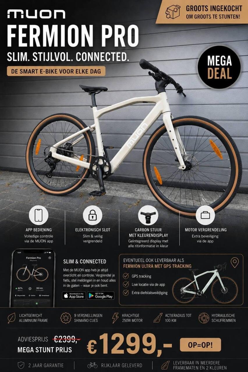 NIEUW! MUON Fermion PRO Urban e-bike elektrische gravelbike - Afbeelding 4